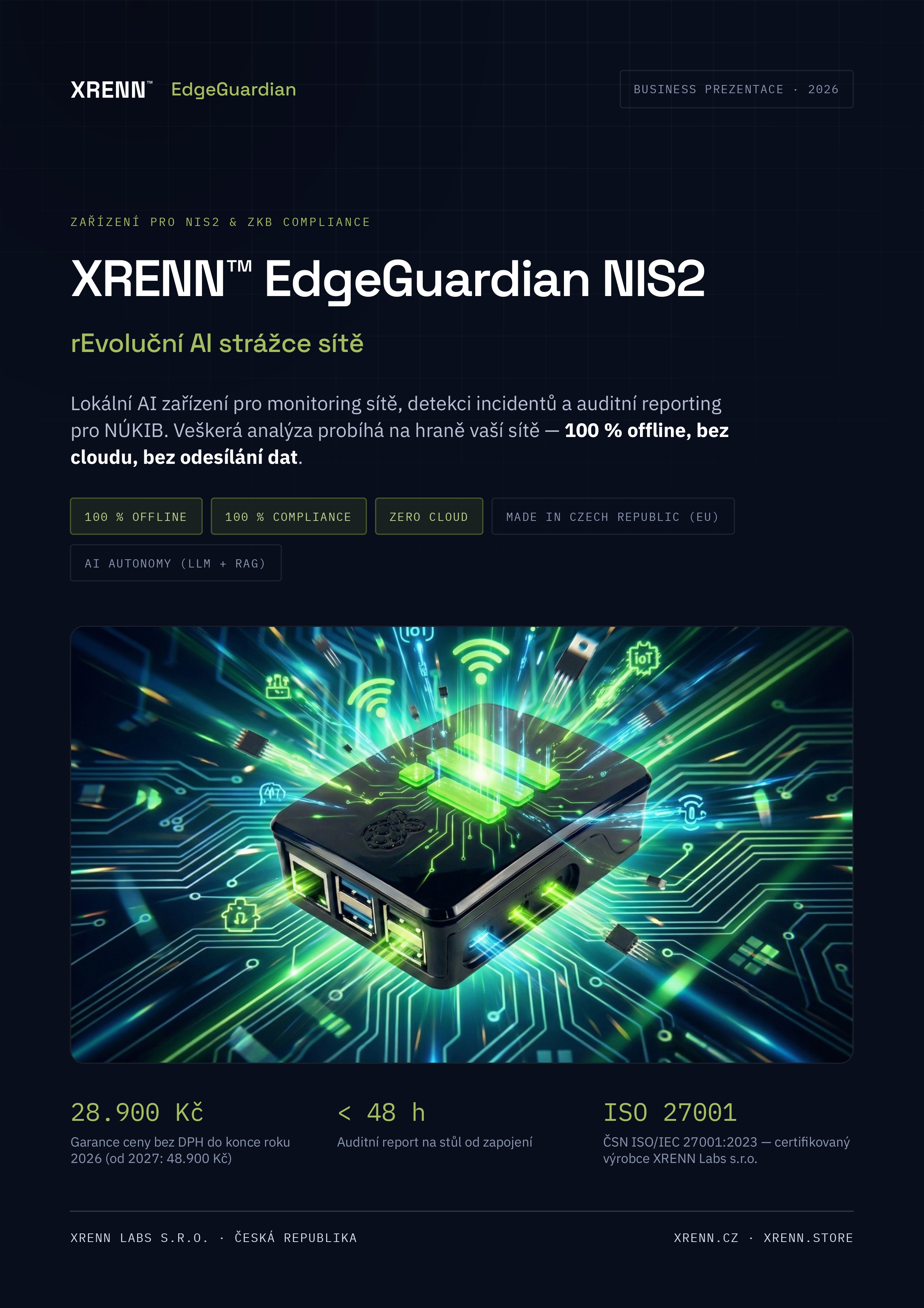 Titulní strana české produktové prezentace EdgeGuardian NIS2